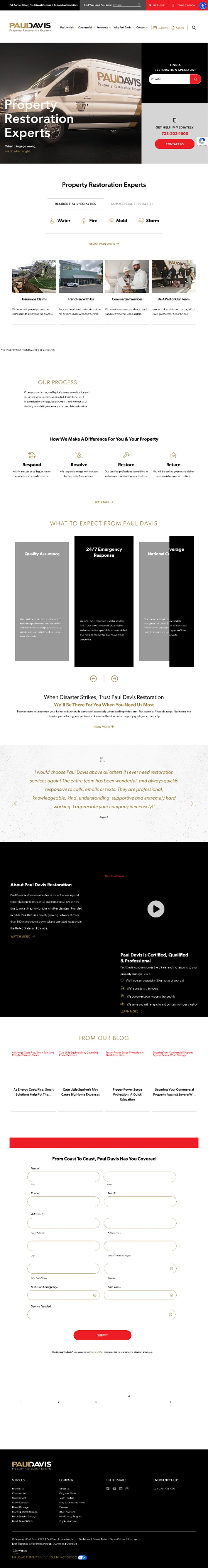 Screen shot of the full Paul Davis home page